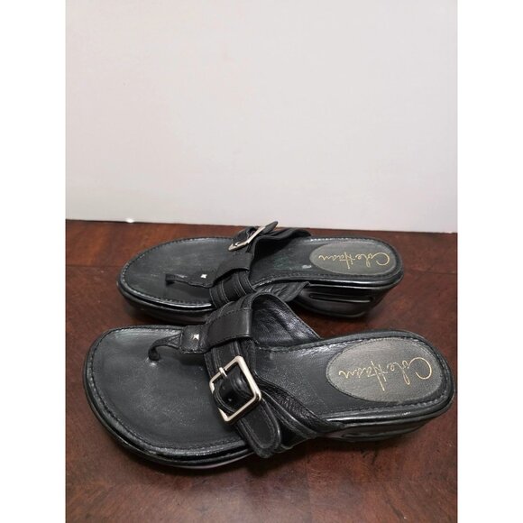 Cole Haan Women's Black Leather Buckle Strap Sandals Size 5.5B - Picture 4 of 9